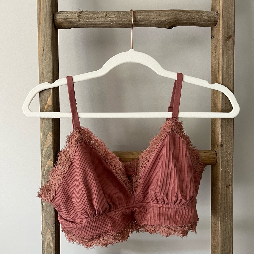 Aerie Pink Lace Loungewear Bralette Size Large